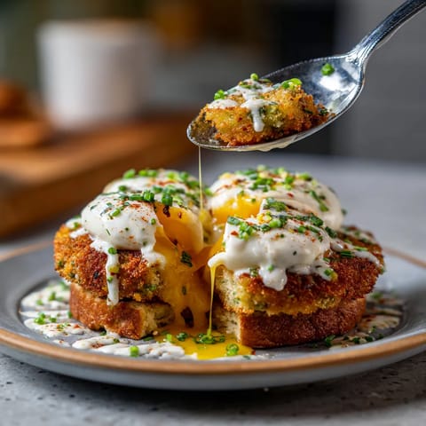 A plate of fried green tomato benedict.