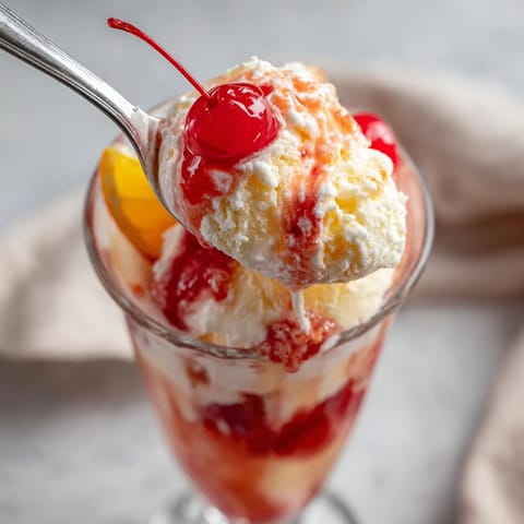 A scoop of vegan shirley temple float.