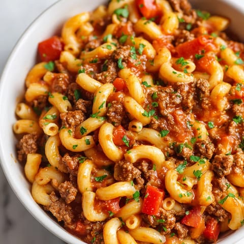 A bowl of Grandma's Goulash.