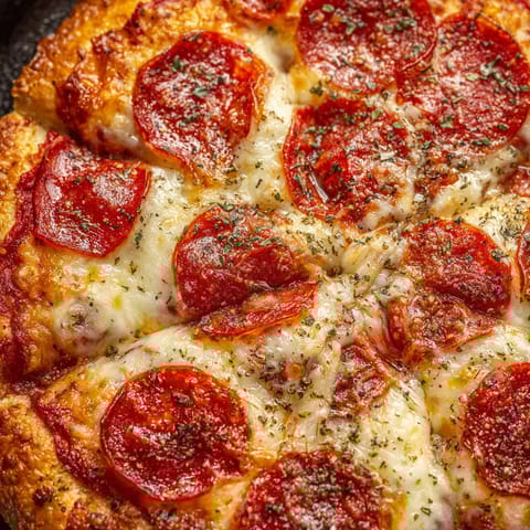 A slice of stuffed crust pepperoni pizza.