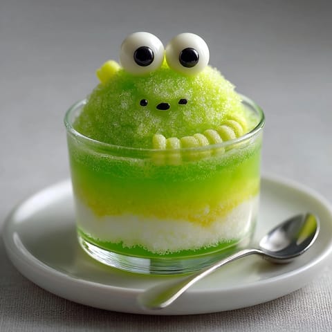 Jiggly Ectoplasm Slime Jello Cups chilling, topped with gooey slime and creepy candy eyeballs.