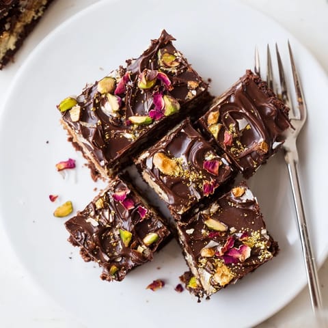 Chocolate bar inspired creations featuring rich dark chocolate and spiced date caramel drizzle.  