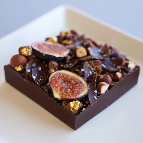 Rich dark chocolate and figs create the flavorful layers of The Midnight Mosaic dessert.