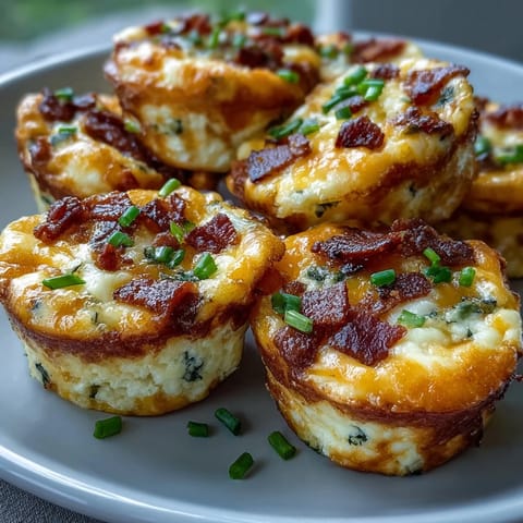 Golden-brown Ranch Bacon Breakfast Egg Bites fresh from the muffin tin, showcasing fluffy eggs, melted cheddar, and crispy bacon bits.