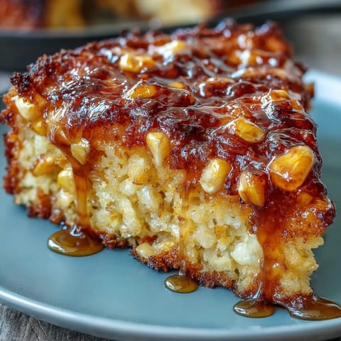 Golden Southern cornbread skillet baked to perfection, served with creamy honey butter melting over the top.