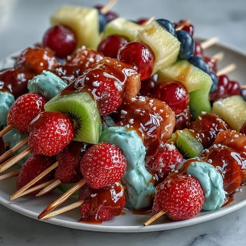 Fun Kid Lunch Bento Box with Fruit Skewers and Dip: playful bento featuring sweet fruit kabobs, tangy yogurt dip, and wholesome mini sandwiches for a balanced meal.  