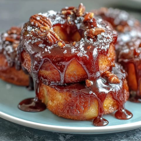 Candy apple slices drizzled with caramel and dark chocolate, topped with chopped nuts for a crunchy finish.