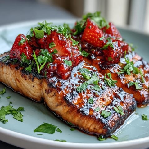 Grilled Salmon Strawberry Salsa