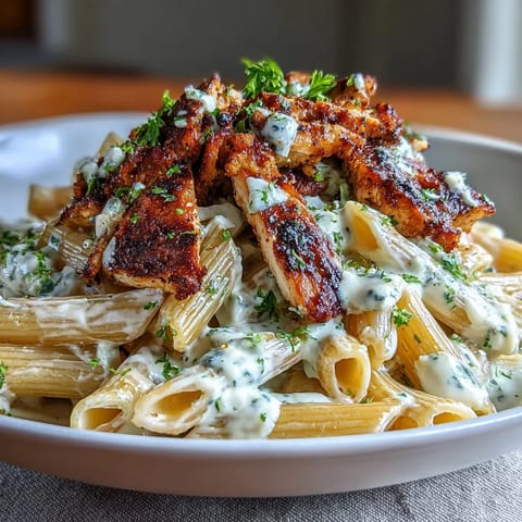 Visually appealing bowl of Creamy High Protein Chicken Pasta topped with cheese.