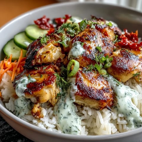 A healthy meal prep idea: lean chicken breast over jasmine rice with crisp cucumber and carrot slices.  