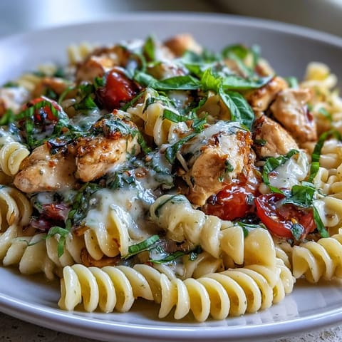 Tender chicken and pasta cooked in one pan, bursting with lemon basil flavor.
