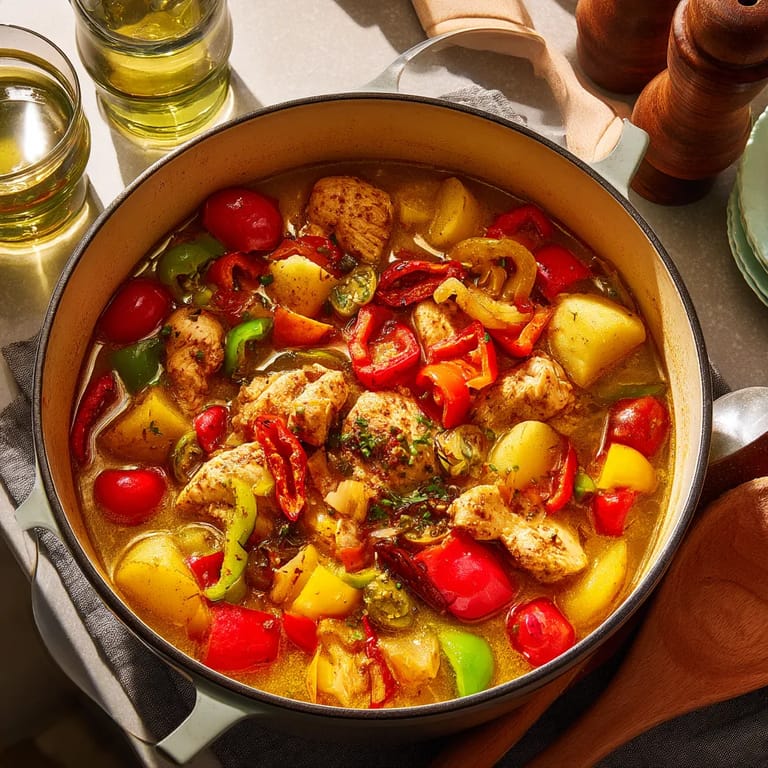A bowl of chicken soup with a spoon in it.