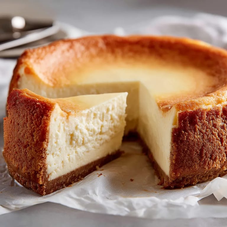 A slice of classic New York cheesecake.