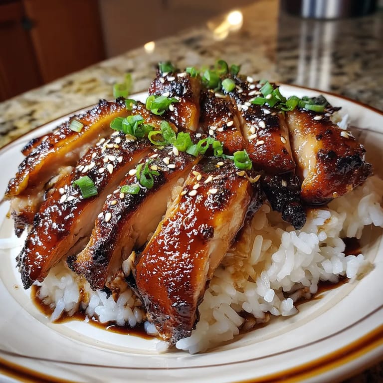 A plate of grilled teriyaki chicken.