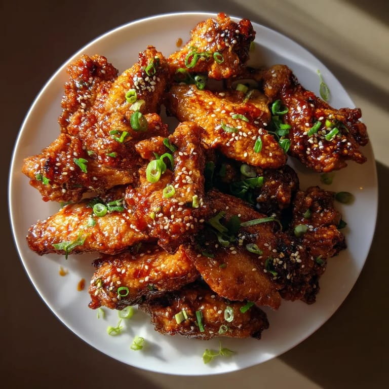A plate of Sweet and Spicy Chicken Wings.