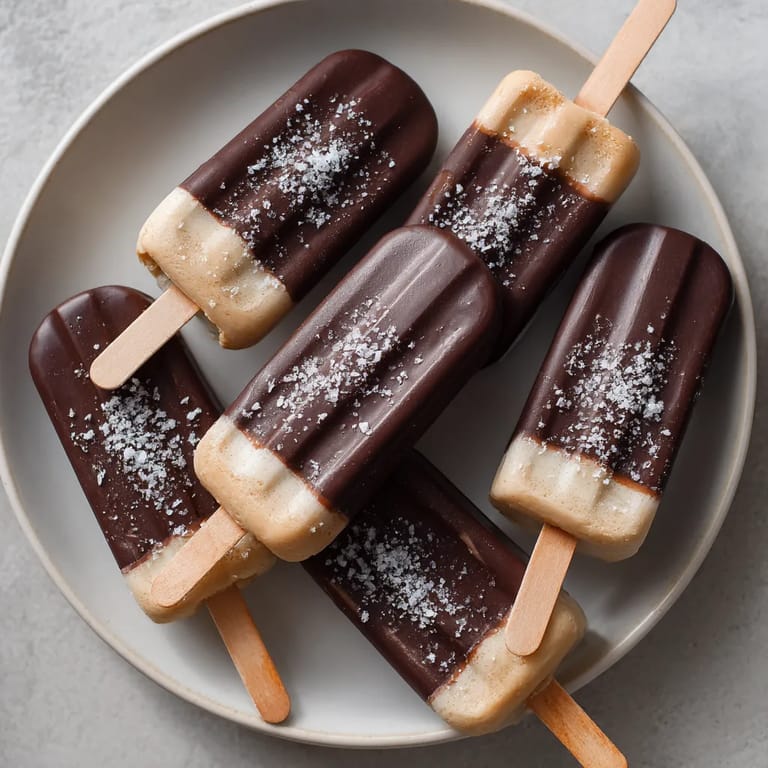 A plate of chocolate and vanilla popsicles.