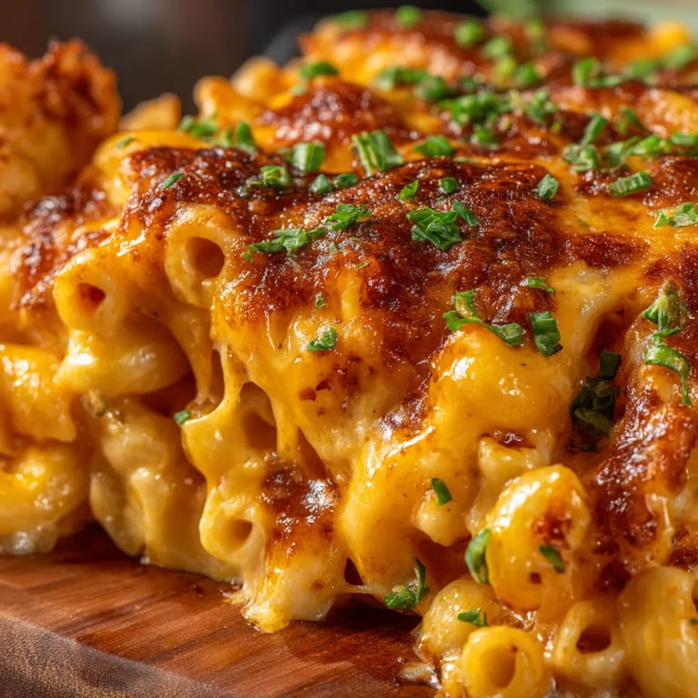 A close up of a delicious mac and cheese dish.
