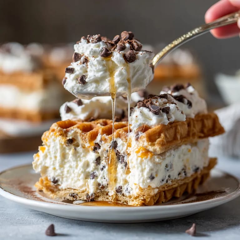 A person is scooping a cannoli cheesecake bar.