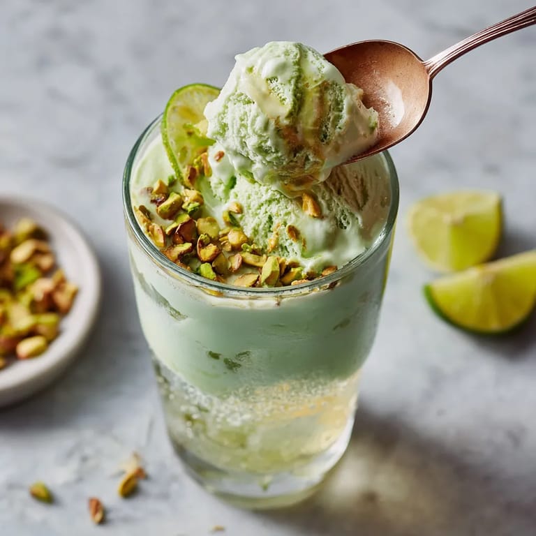 A glass of Rebel Pistachio-Lime Soda Float.