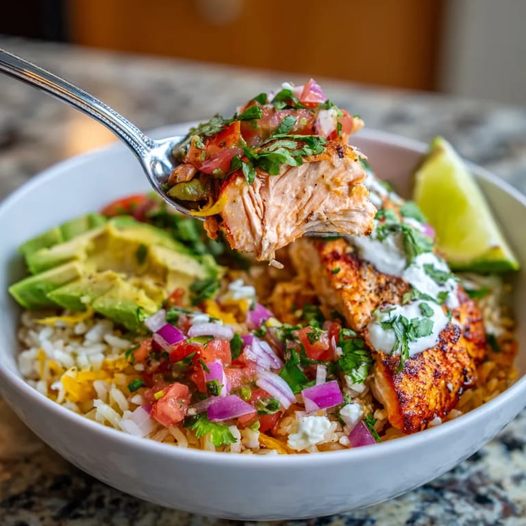 A bowl of salmon taco bowls.