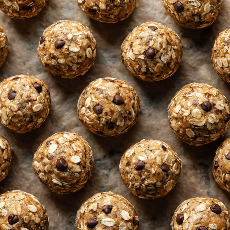 A close up of a peanut butter oat energy bites.