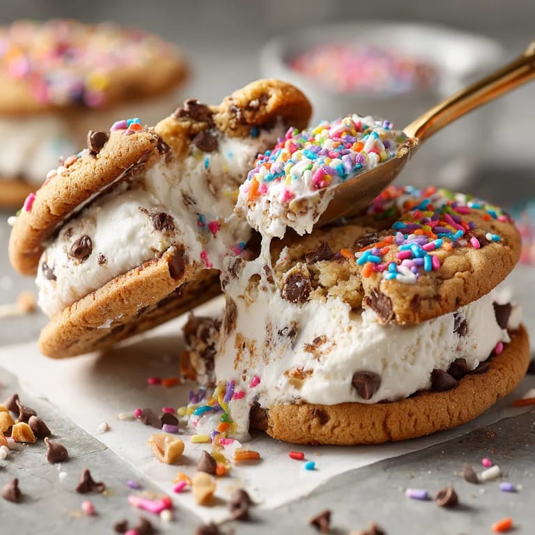 A close up of a cookie sandwich with white and brown icing.