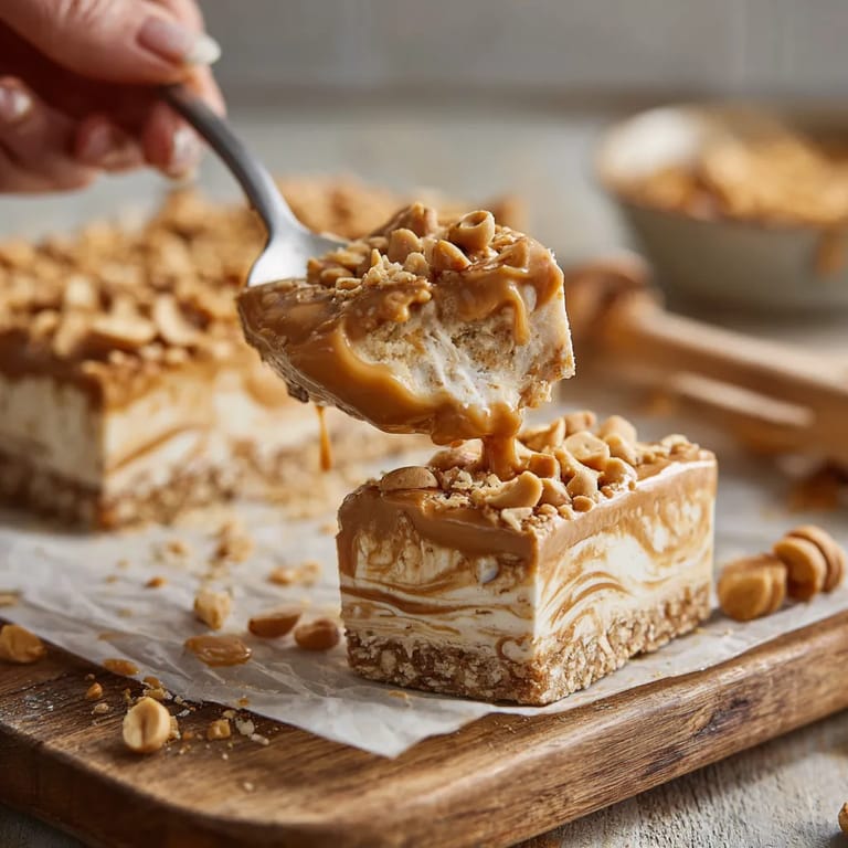 A person is eating a peanut butter frozen yogurt bar.