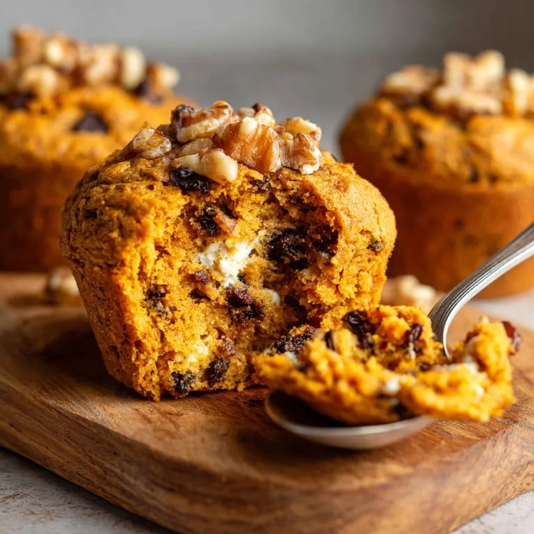 A slice of pumpkin protein muffin with ricotta.