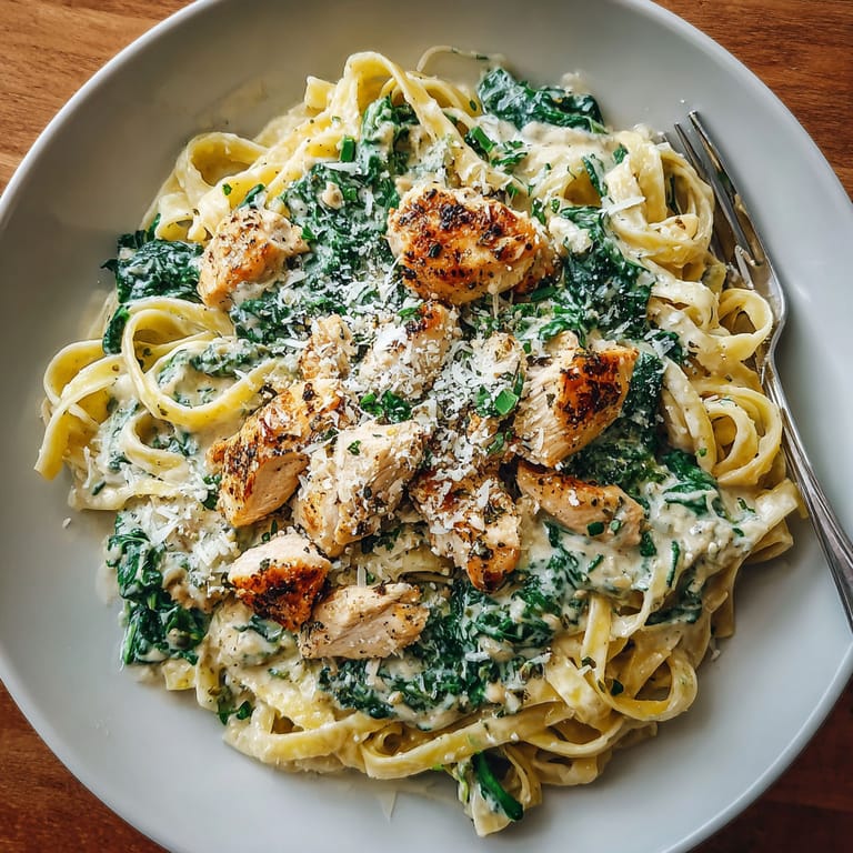 A plate of pasta with chicken and cheese.