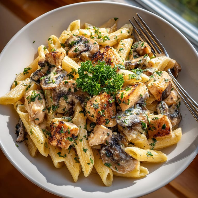 A plate of pasta with meat and cheese.