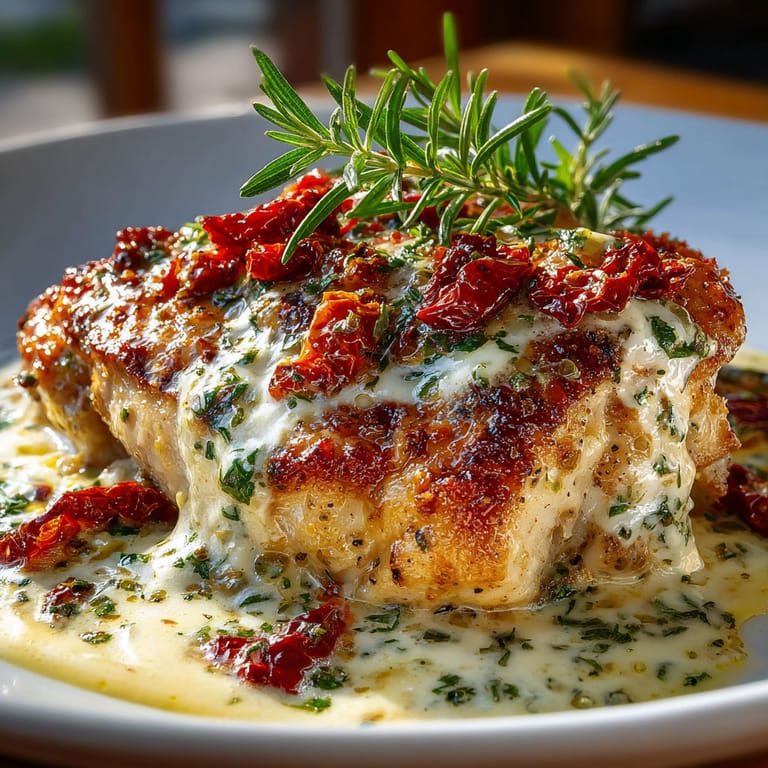 A plate of chicken with fall herbs on top.