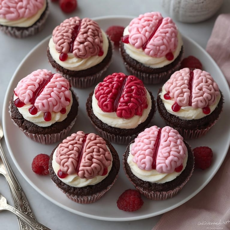Homemade Zombie Brain Cupcakes recipe; sweet, spooky, and fun to decorate with.
