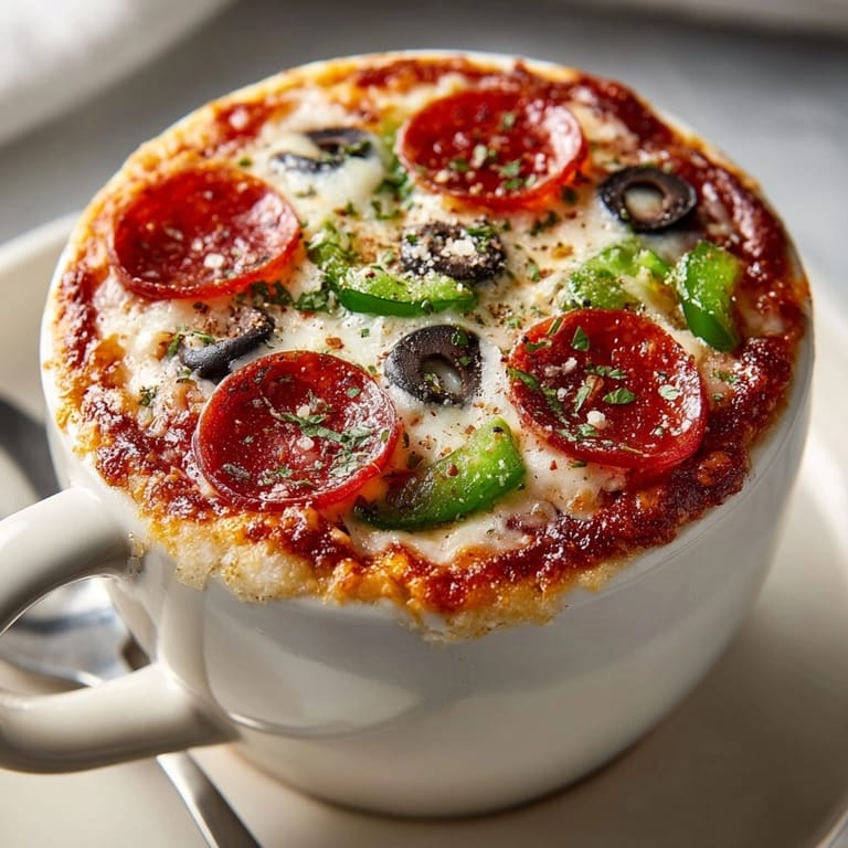 Imagine sinking your spoon into a hot, cheesy Microwave Mug Pizza—ready in minutes.