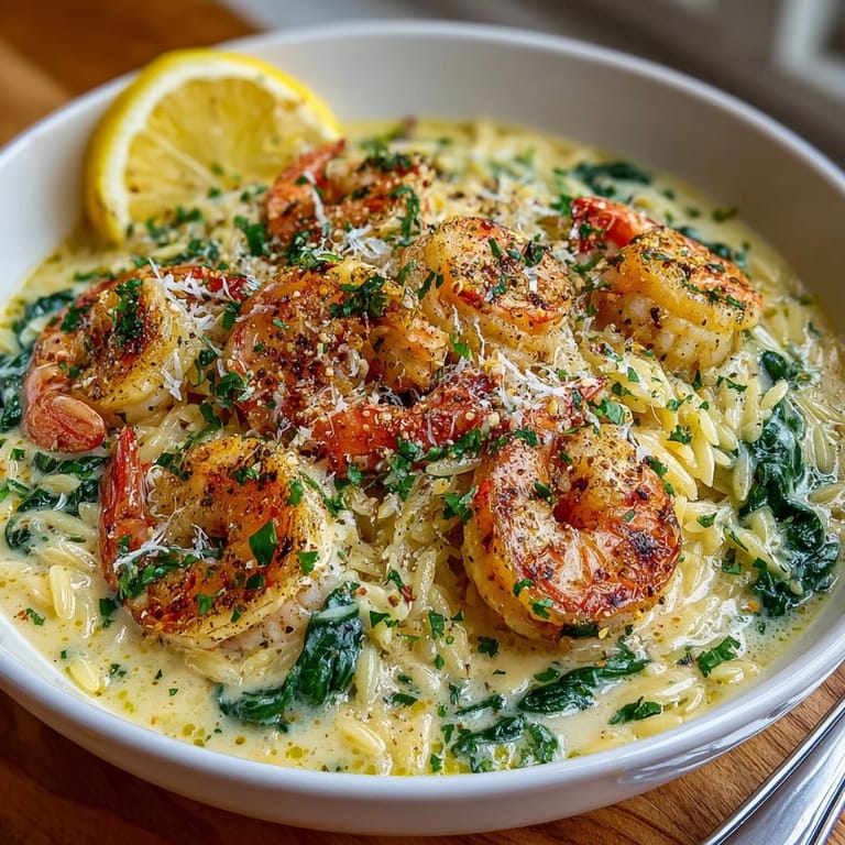 Delicious Creamy Lemon Orzo & Shrimp: Easy weeknight pasta bursting with lemon zest.