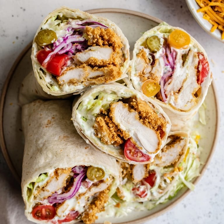 Crispy, freshly-fried pickles burst from warm, cheesy Fried Pickle Ranch Wraps on a plate.