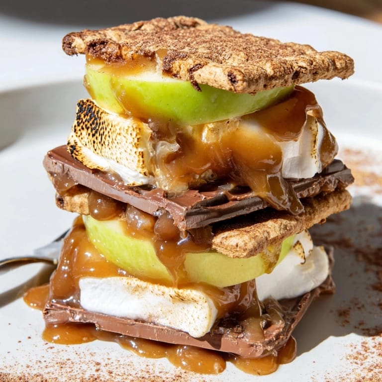 Easy dessert recipe: Caramel Apple S’mores Stack – a sweet comfort food, perfect after grilling.