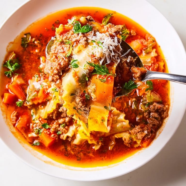 Rich Gluten-Free Lasagne Soup: ground beef, pasta, and cheese create inviting, warm layers.