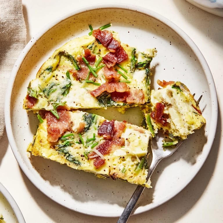 Warm ricotta herb bacon frittata baked until golden, perfect for brunch gatherings.