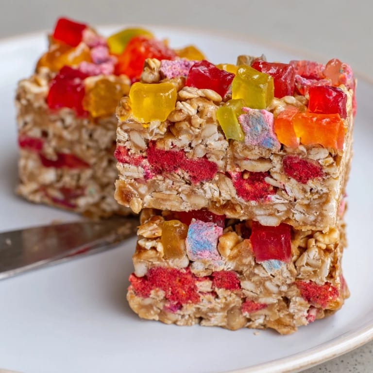 Bright and playful DIY snack bars combine wholesome oats with fruity flavors and textures.