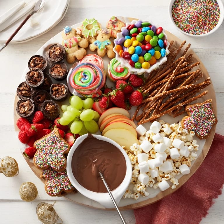 Delectable dessert board arrangement featuring cookies, brownies, and fresh fruit selections.