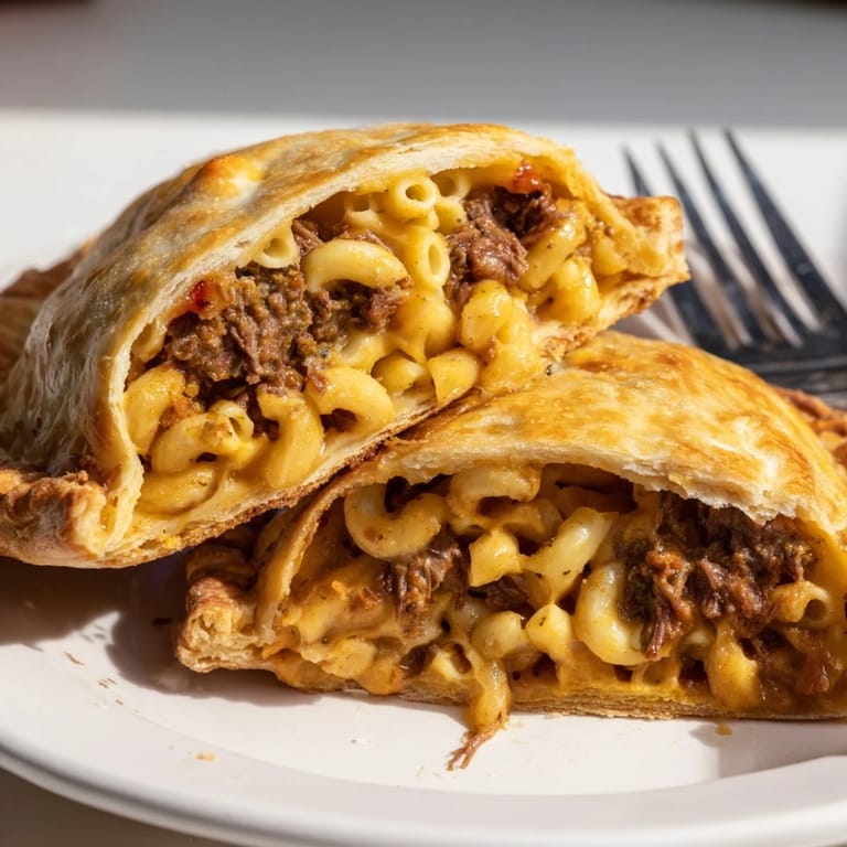 Deliciously filled empanadas featuring smoked brisket, mac n cheese, and buttery pastry.