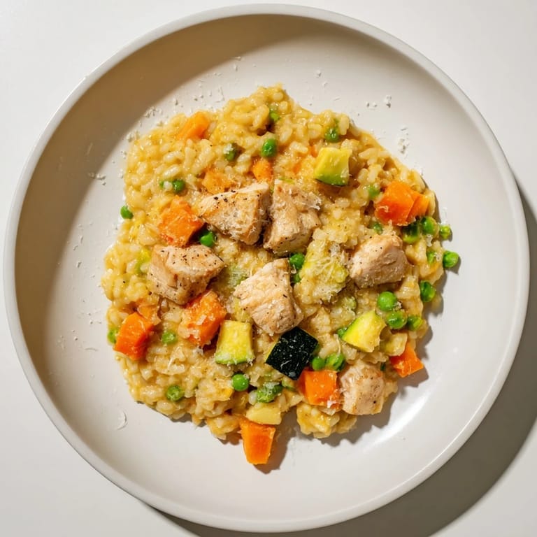 Savor the rich aroma of Japanese Curry Risotto, featuring tender turkey and creamy Arborio rice.