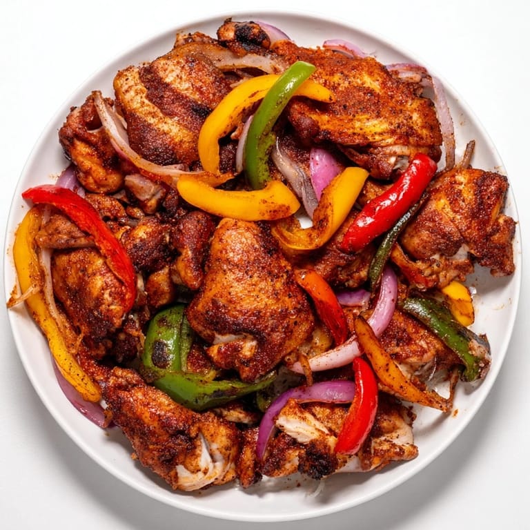 Flavorful Sheet-Pan Chicken Fajitas, with vibrant bell peppers and tender chicken, perfect for dinner.