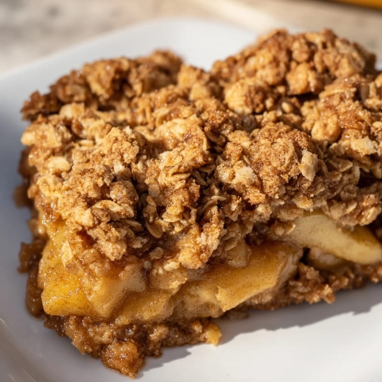 Golden, bubbly crust atop a comforting Best Apple Crisp with tender, spiced apple filling, perfect.
