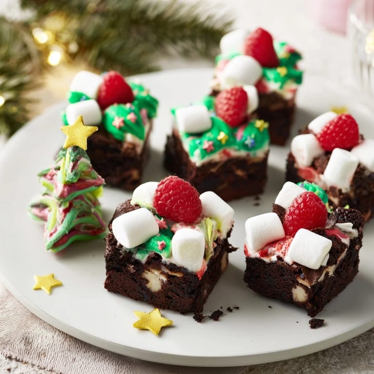 Quick and easy *Express Christmas Tree Brownie Hats*, a fun dessert with festive, colorful decorations.