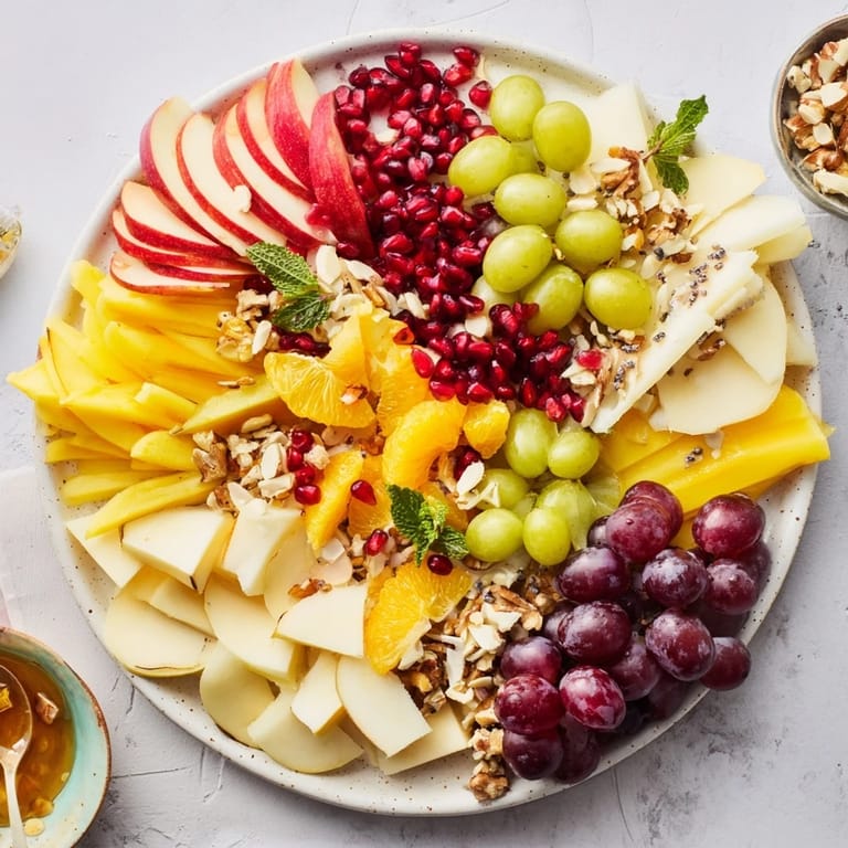 Imagine a delicious Apple Orchard Fruit Board, featuring crisp apples and a drizzle of golden honey.