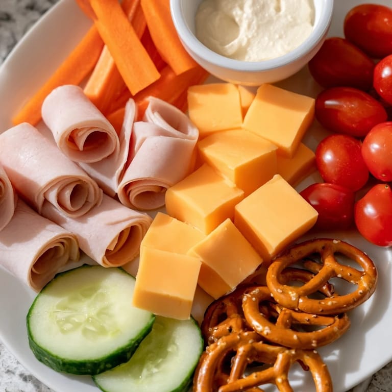 Close-up of a delicious Renard Rusé Snack Assortment, with hummus, fruit, and chocolate squares ready to enjoy.