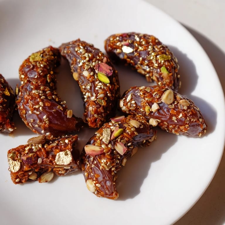 Close-up of a festive Lunar and Star Date Platter, showcasing creamy nut fillings within date shapes.