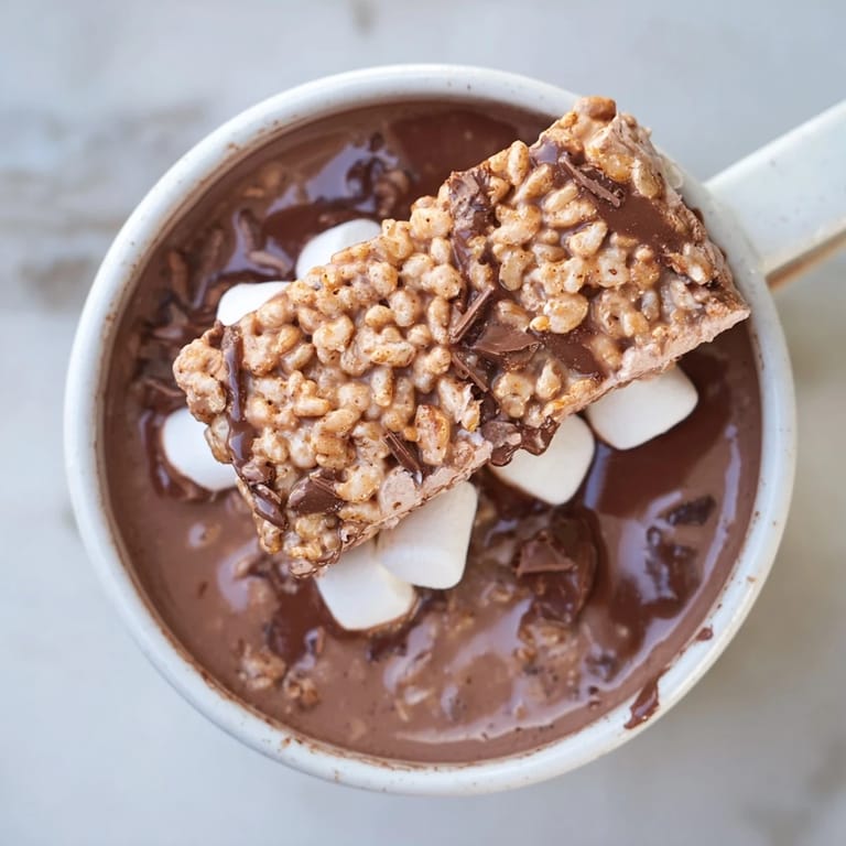 Close-up of a decadent hot chocolate with a sweet marshmallow bar, a perfect warm treat.