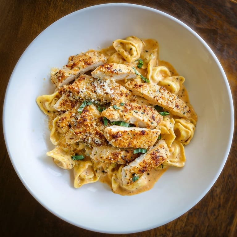 A photo of the flavorful Marry Me Chicken Tortellini, boasting sun-dried tomatoes and a rich, creamy sauce.
